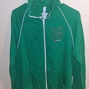 Women's American Apparel Art Prize Long Sleeve Full Zip Jacket Green White M